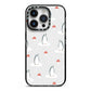 Grey Penguin Forest iPhone 14 Pro Black Impact Case on Silver phone