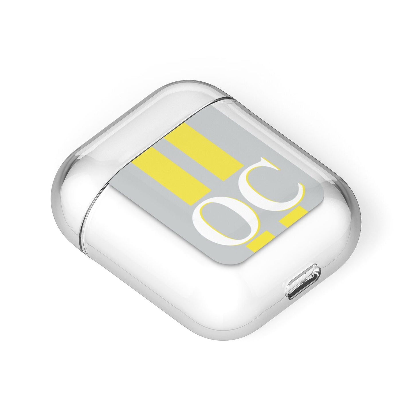 Grey Personalised Initials AirPods Case Laid Flat