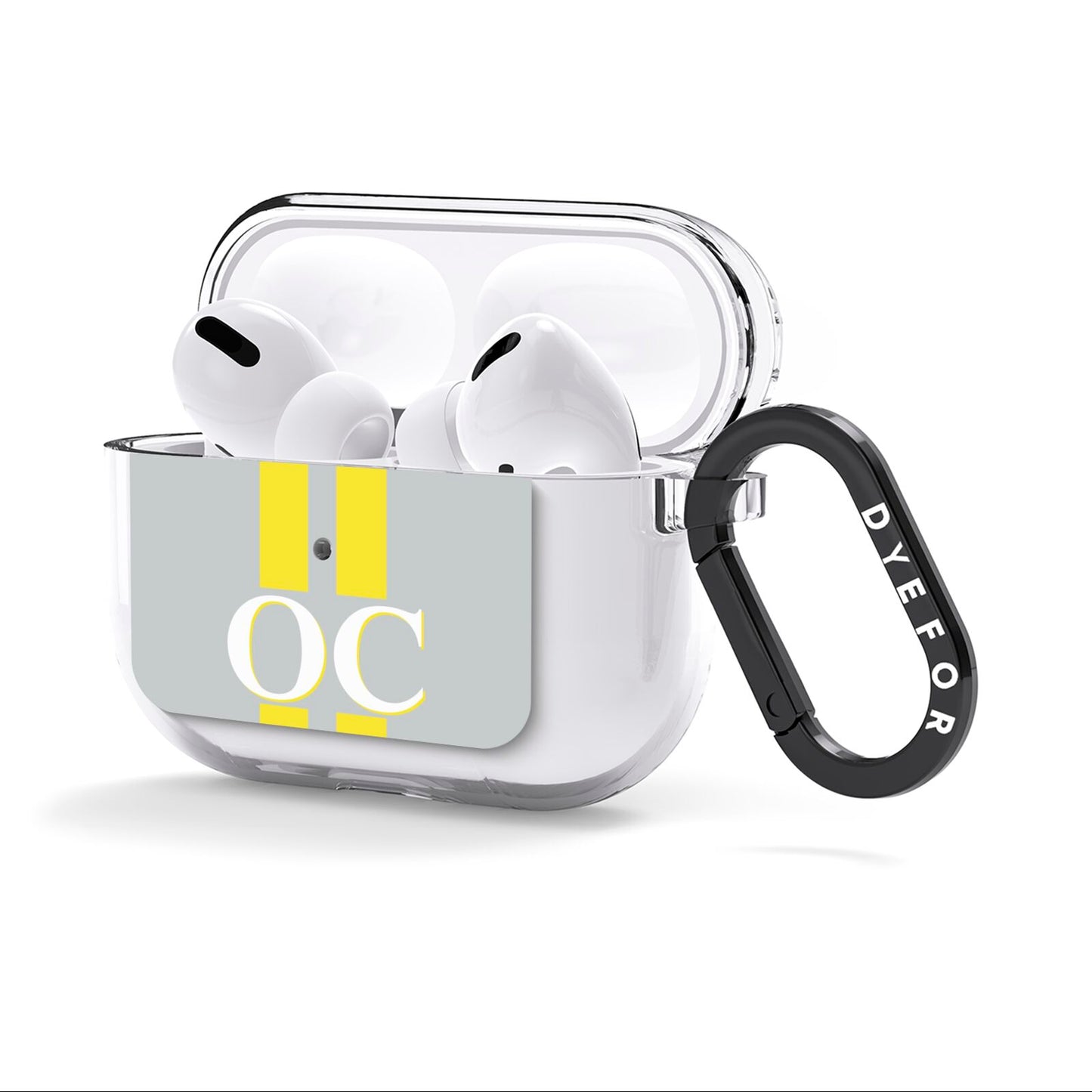Grey Personalised Initials AirPods Clear Case 3rd Gen Side Image