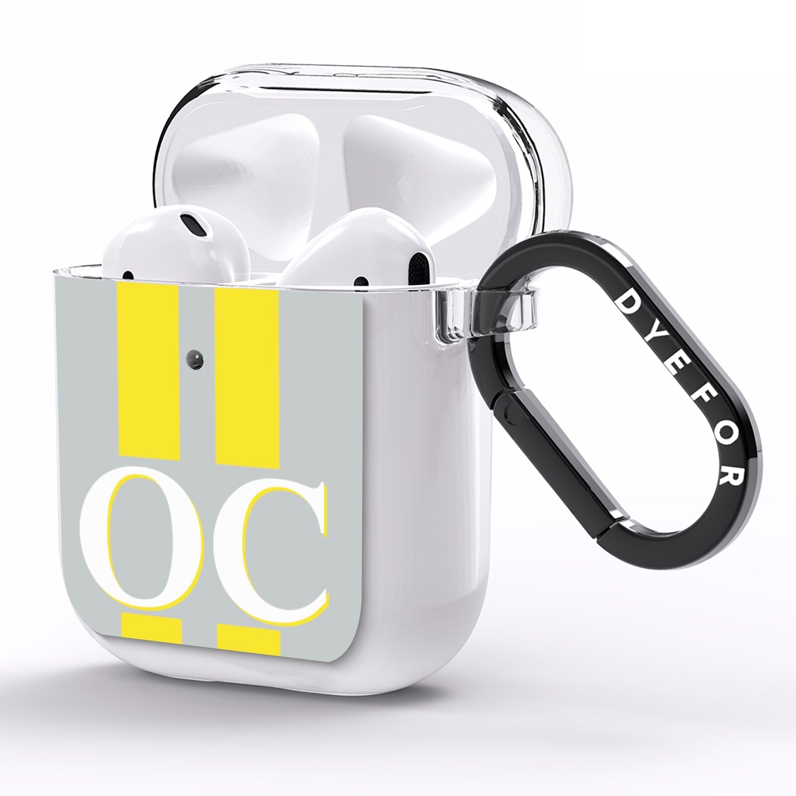 Grey Personalised Initials AirPods Clear Case Side Image