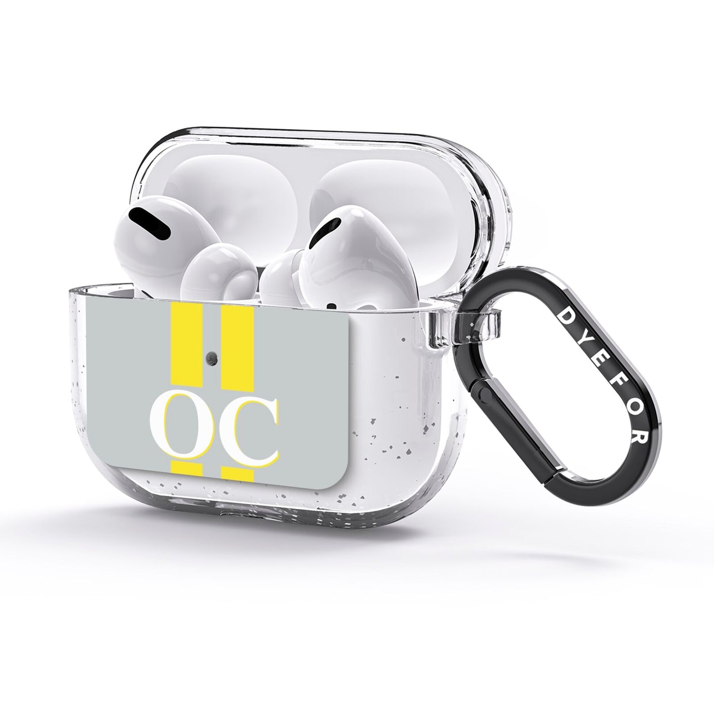 Grey Personalised Initials AirPods Glitter Case 3rd Gen Side Image