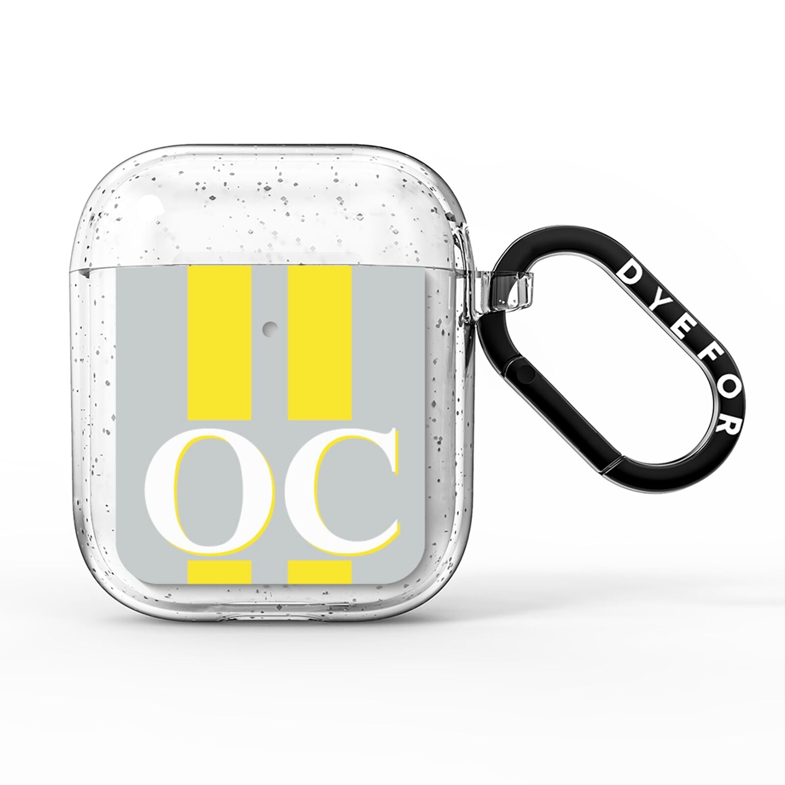 Grey Personalised Initials AirPods Glitter Case