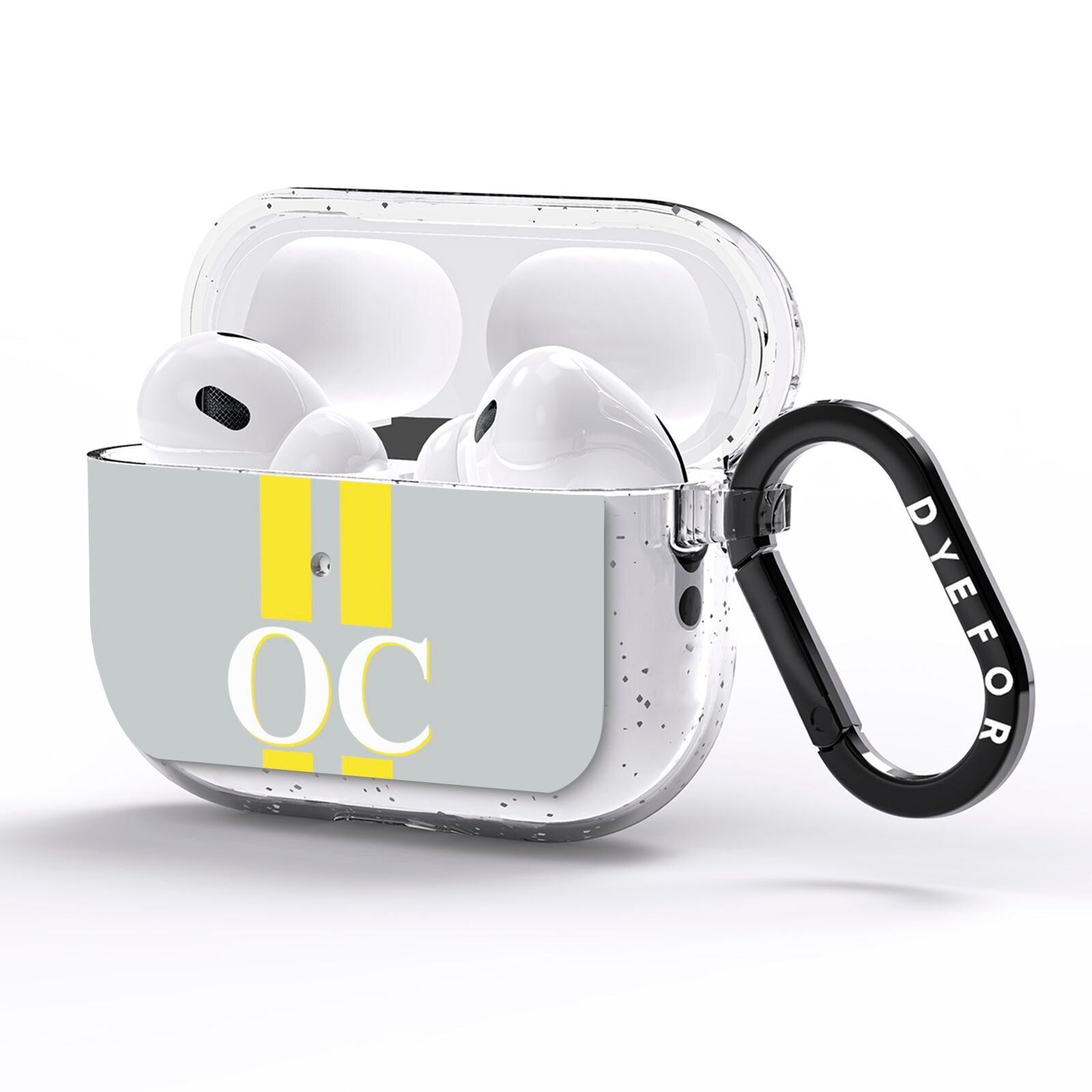 Grey Personalised Initials AirPods Pro Glitter Case Side Image