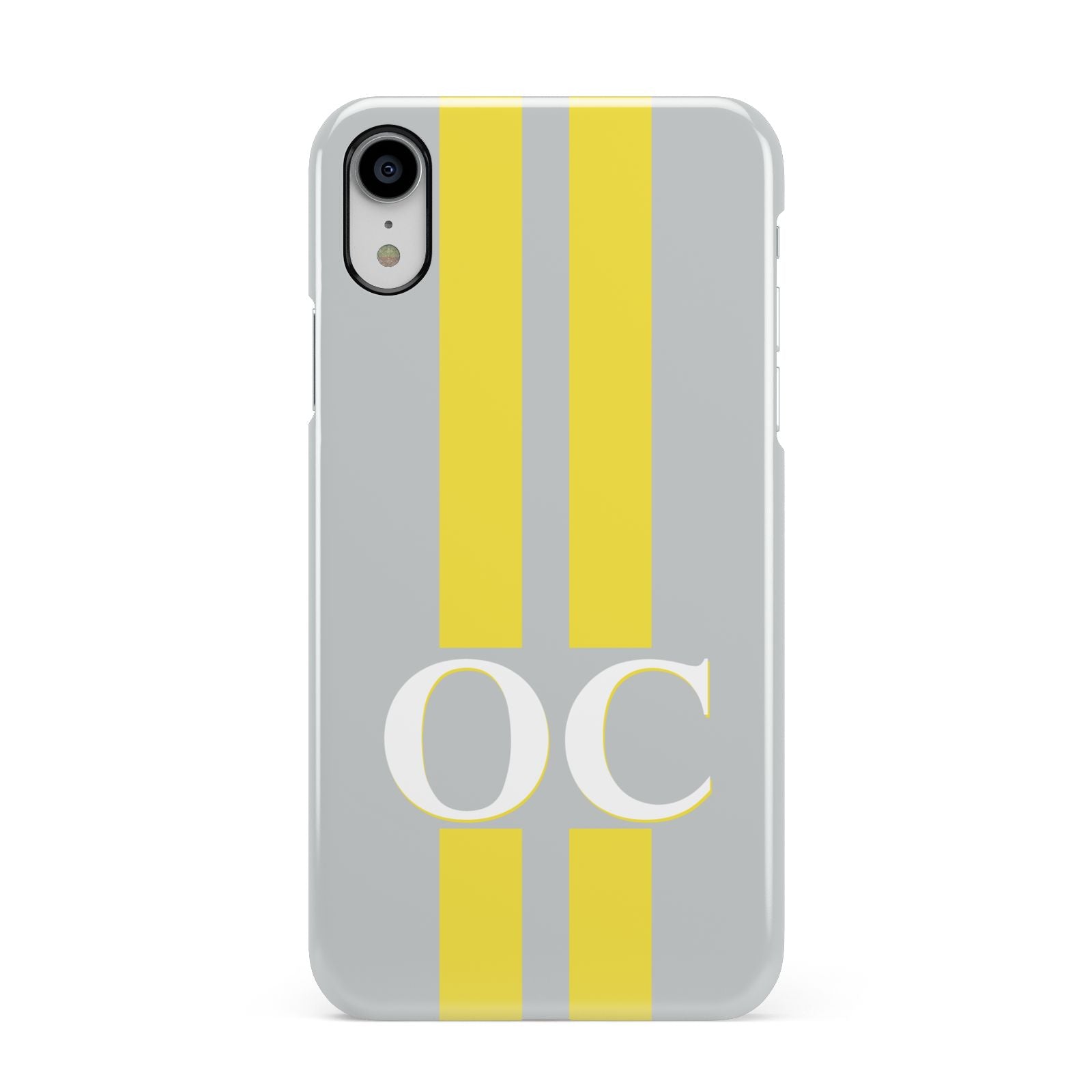 Grey Personalised Initials Apple iPhone XR White 3D Snap Case