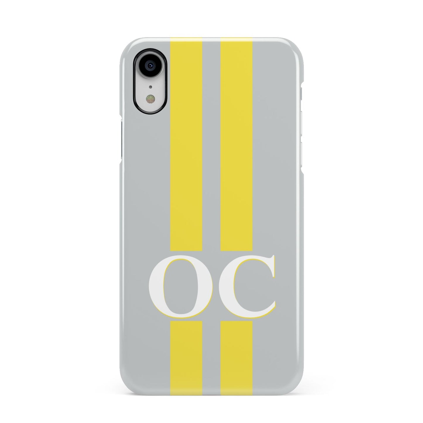 Grey Personalised Initials Apple iPhone XR White 3D Snap Case
