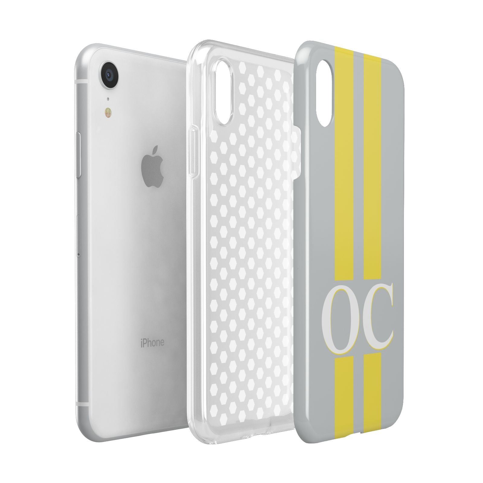 Grey Personalised Initials Apple iPhone XR White 3D Tough Case Expanded view