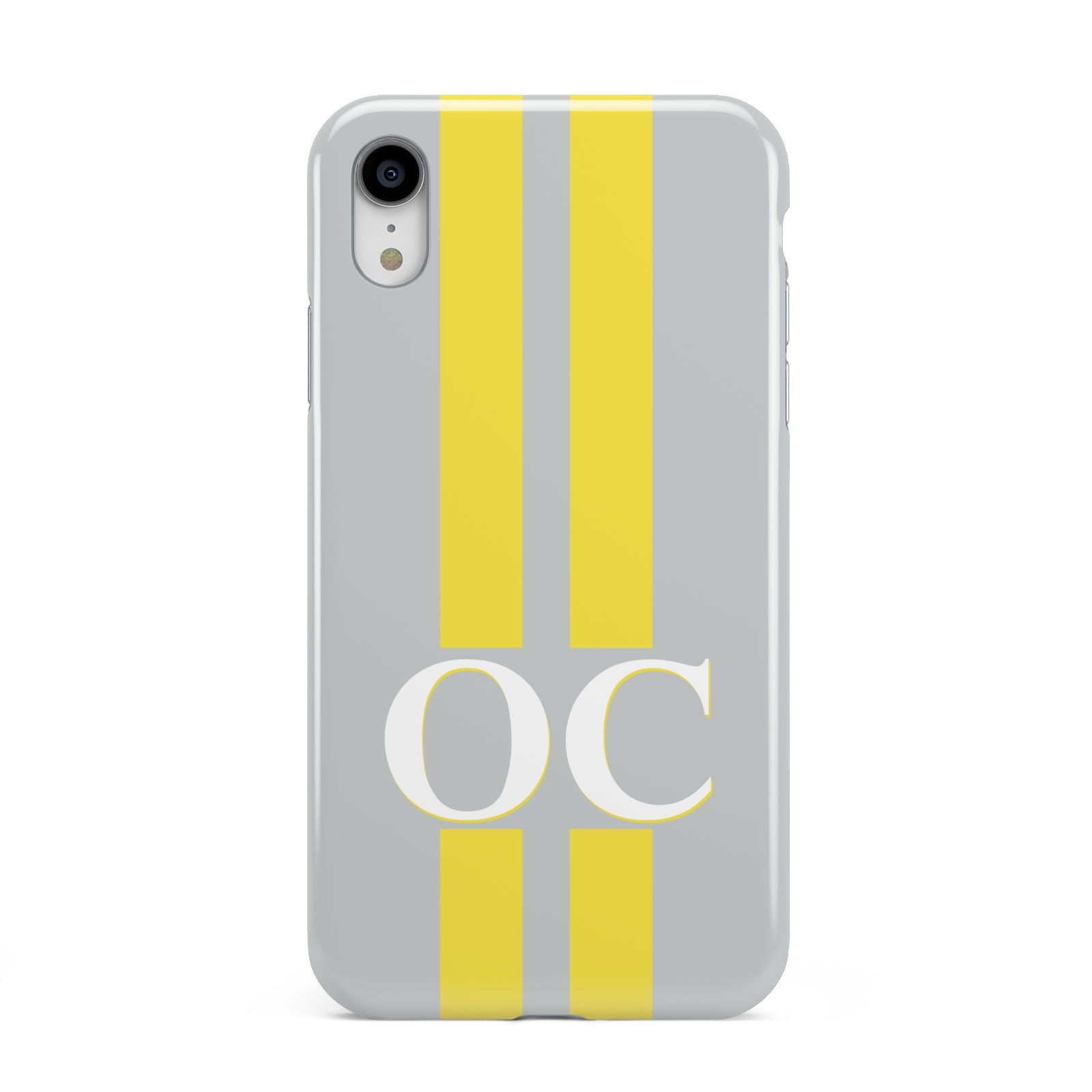 Grey Personalised Initials Apple iPhone XR White 3D Tough Case