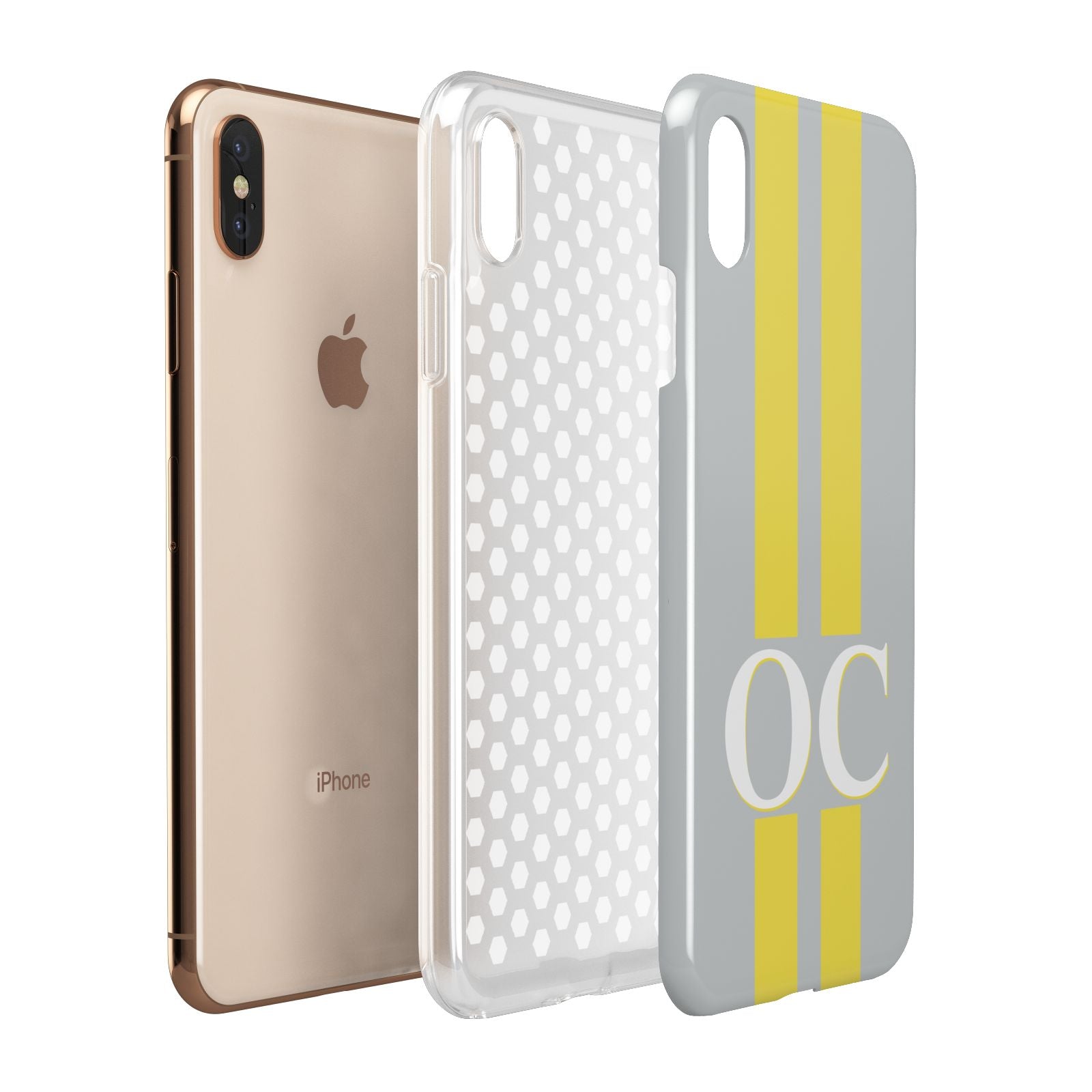 Grey Personalised Initials Apple iPhone Xs Max 3D Tough Case Expanded View
