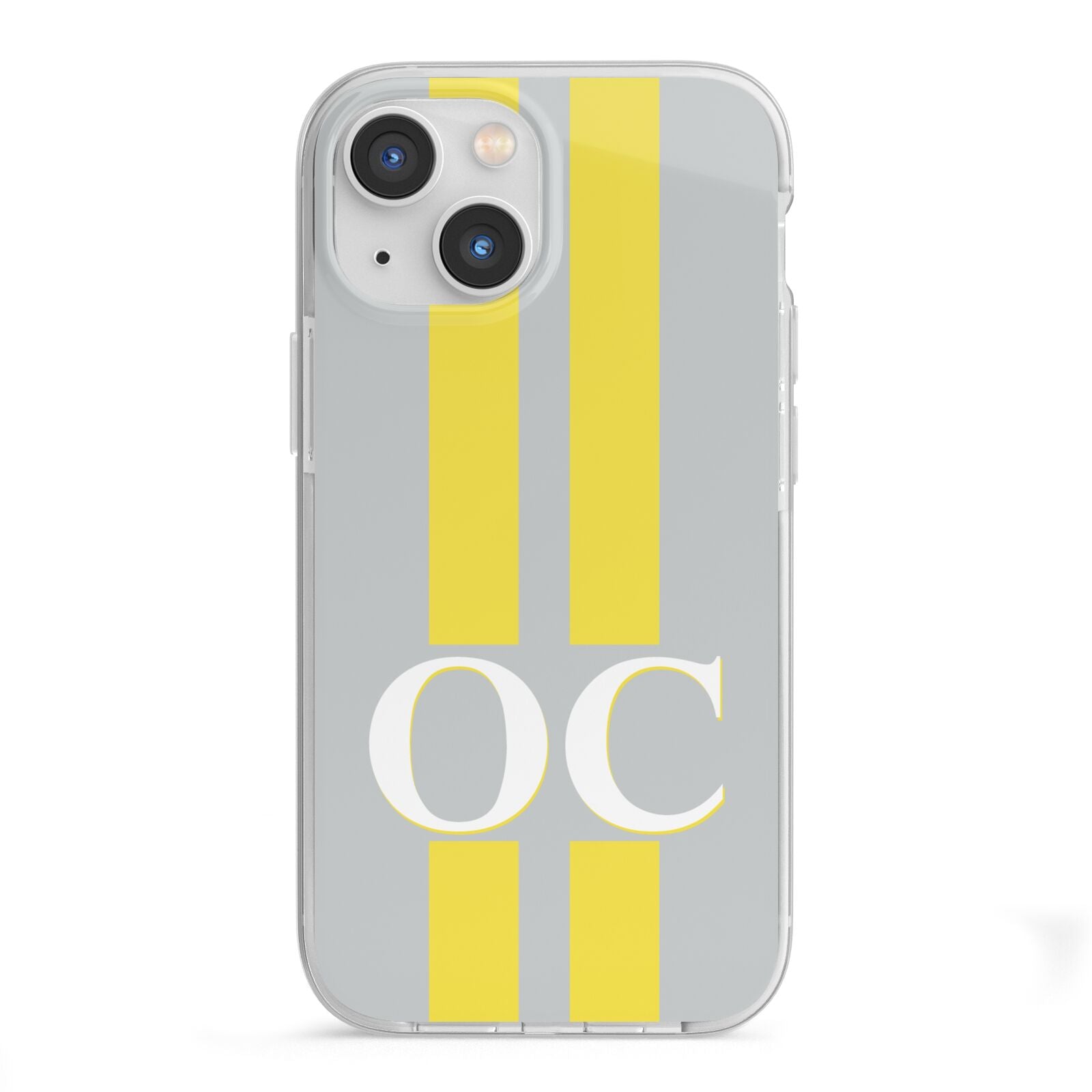 Grey Personalised Initials iPhone 13 Mini TPU Impact Case with White Edges