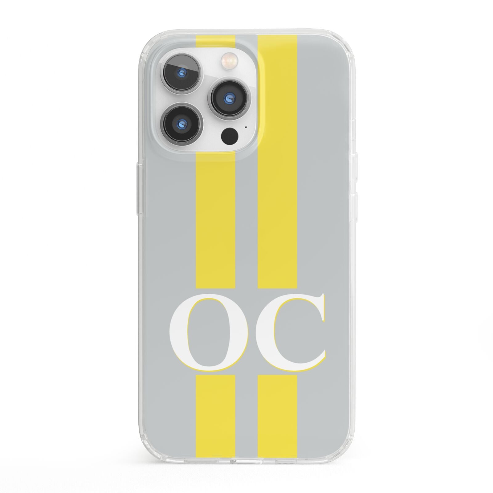 Grey Personalised Initials iPhone 13 Pro Clear Bumper Case