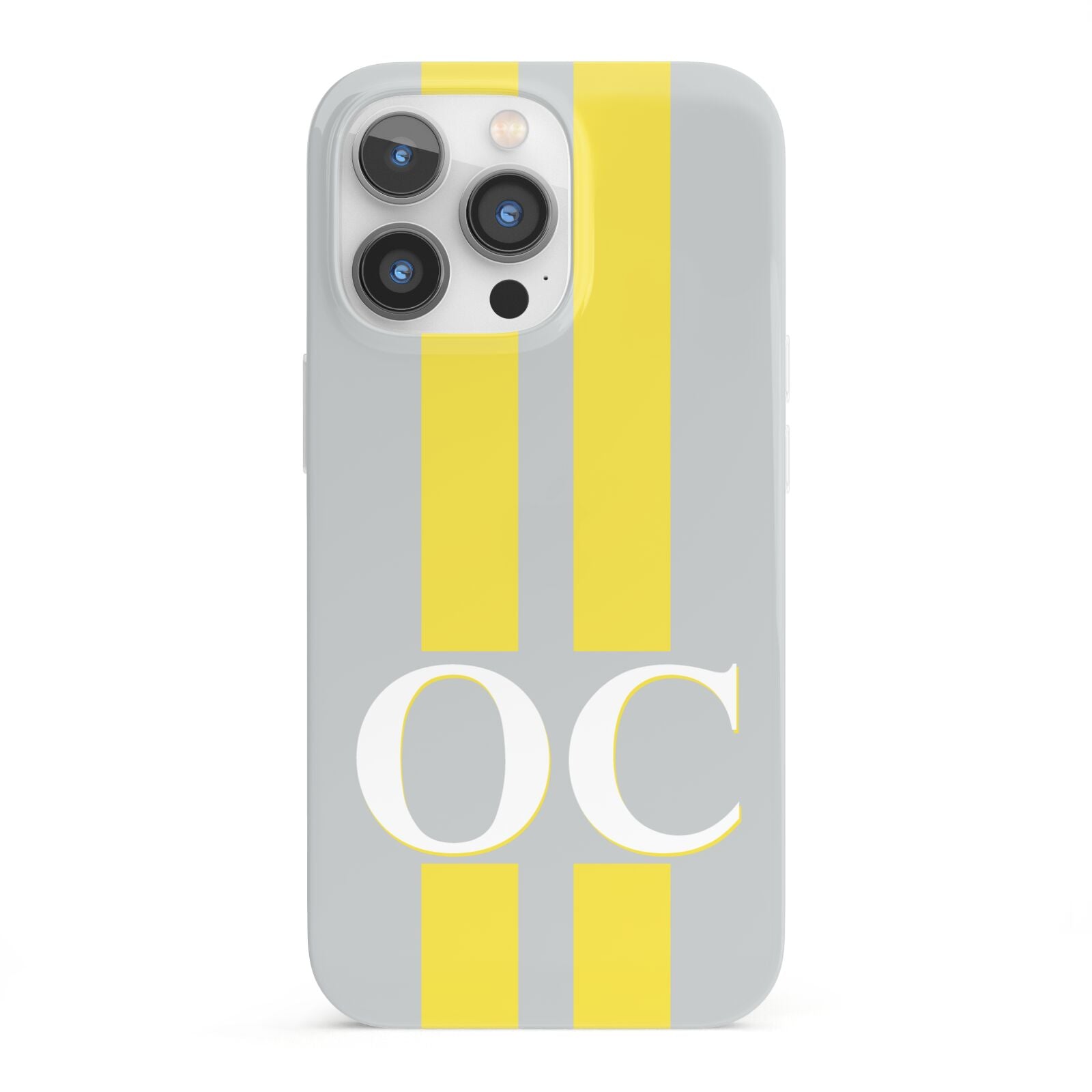 Grey Personalised Initials iPhone 13 Pro Full Wrap 3D Snap Case