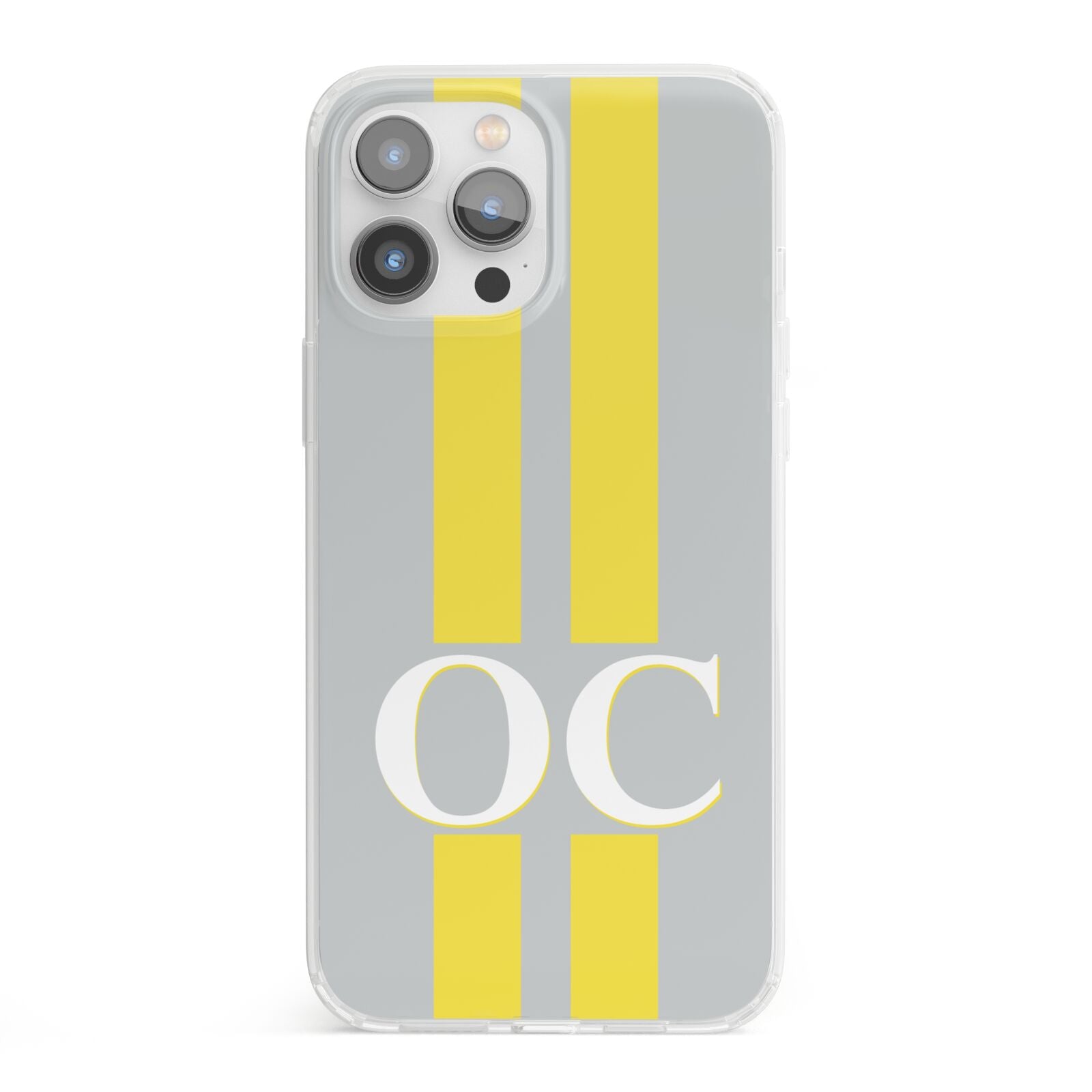 Grey Personalised Initials iPhone 13 Pro Max Clear Bumper Case