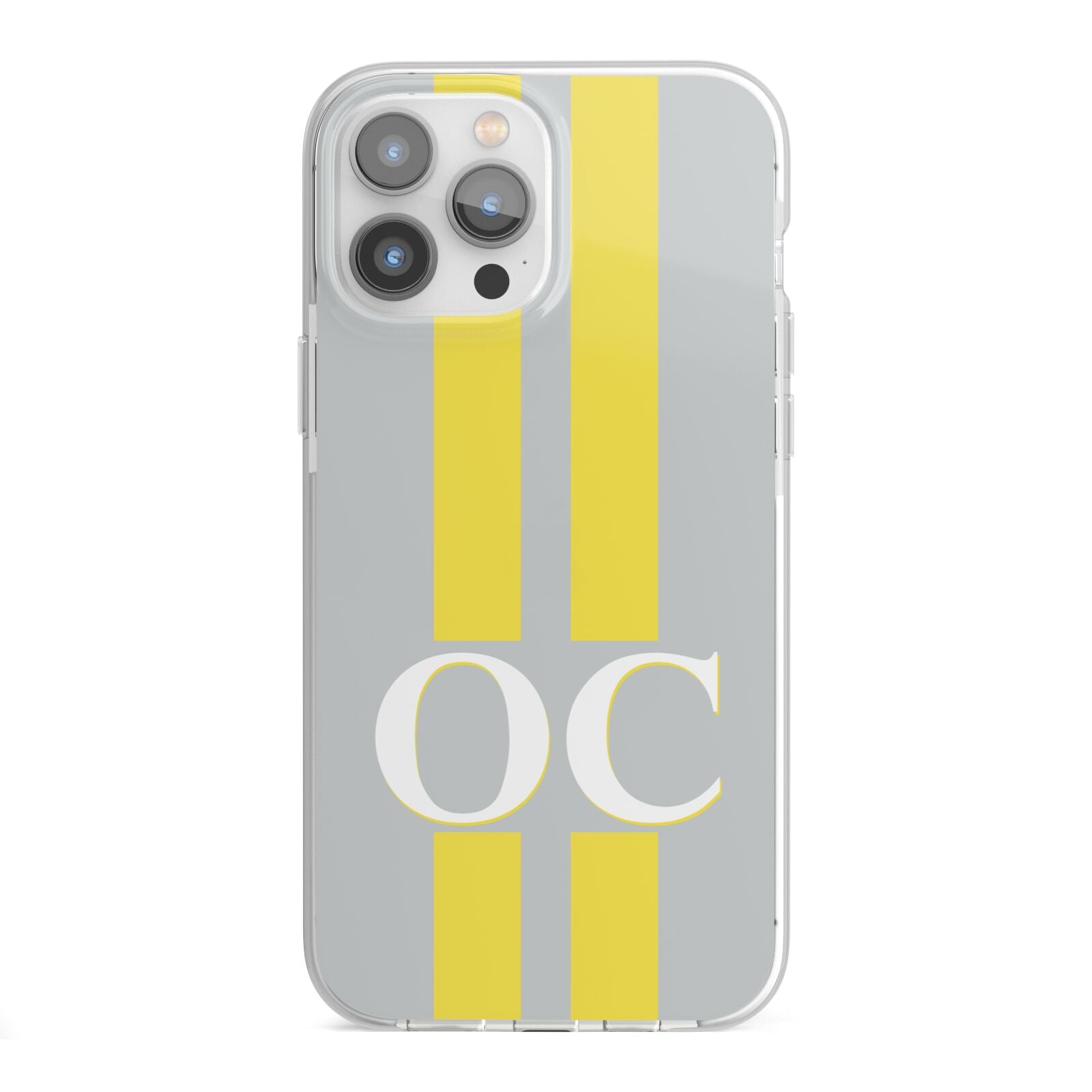 Grey Personalised Initials iPhone 13 Pro Max TPU Impact Case with White Edges