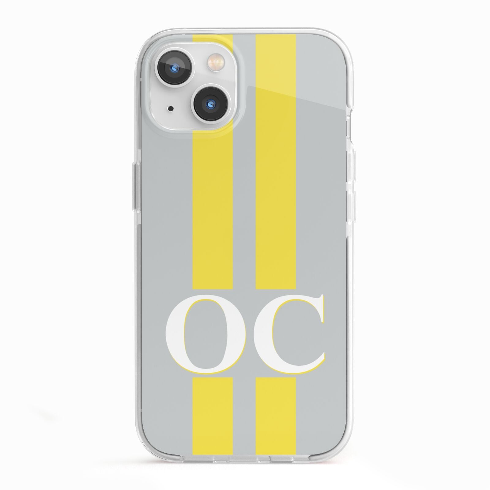 Grey Personalised Initials iPhone 13 TPU Impact Case with White Edges