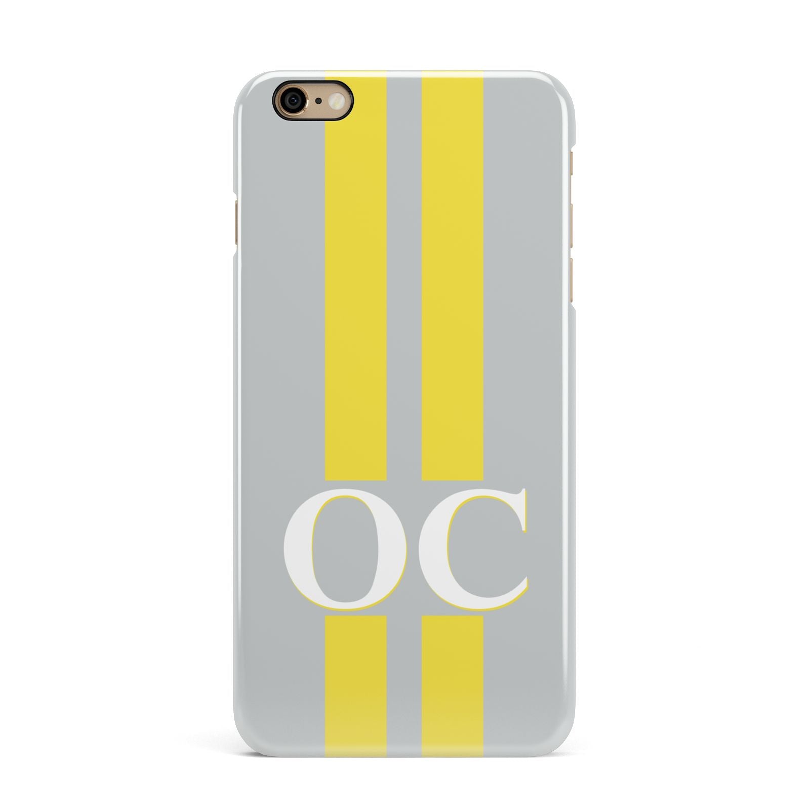 Grey Personalised Initials iPhone 6 Plus 3D Snap Case on Gold Phone