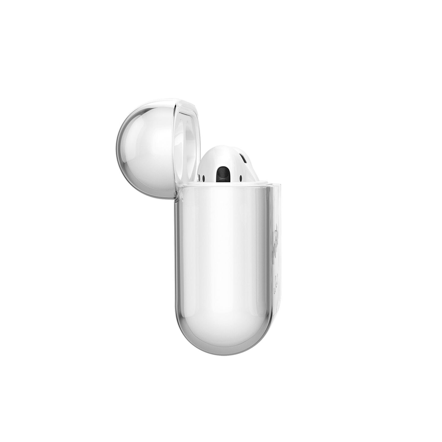 Grey Personalised Marble with Illustration Text AirPods Case Side Angle