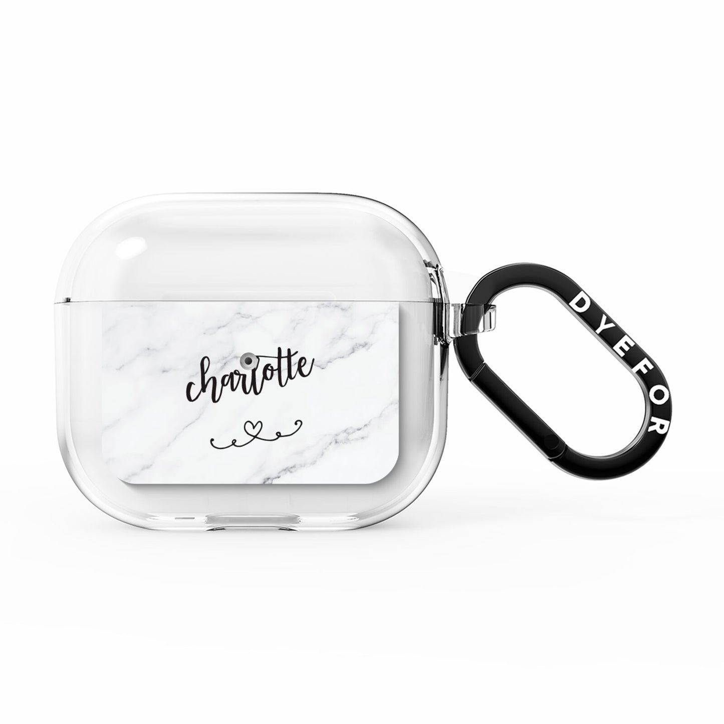 Grey Personalised Marble with Illustration Text AirPods Clear Case 3rd Gen