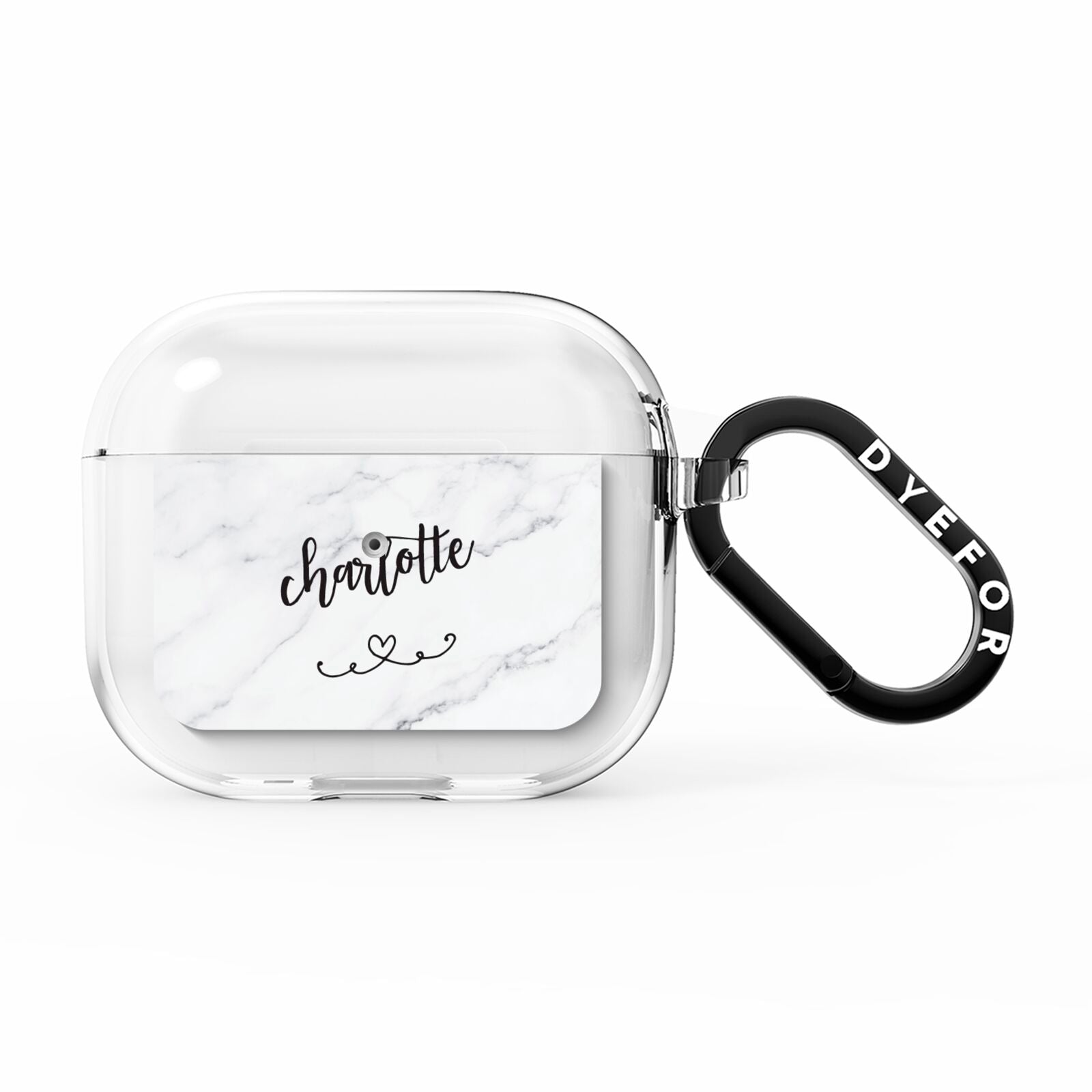 Grey Personalised Marble with Illustration Text AirPods Clear Case 3rd Gen