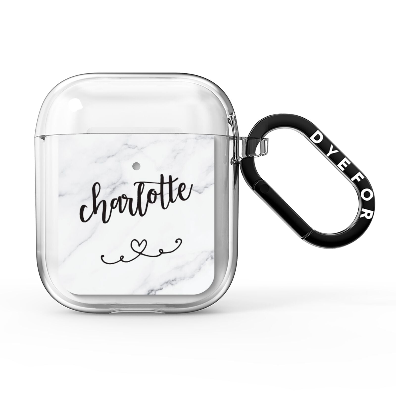 Grey Personalised Marble with Illustration Text AirPods Clear Case