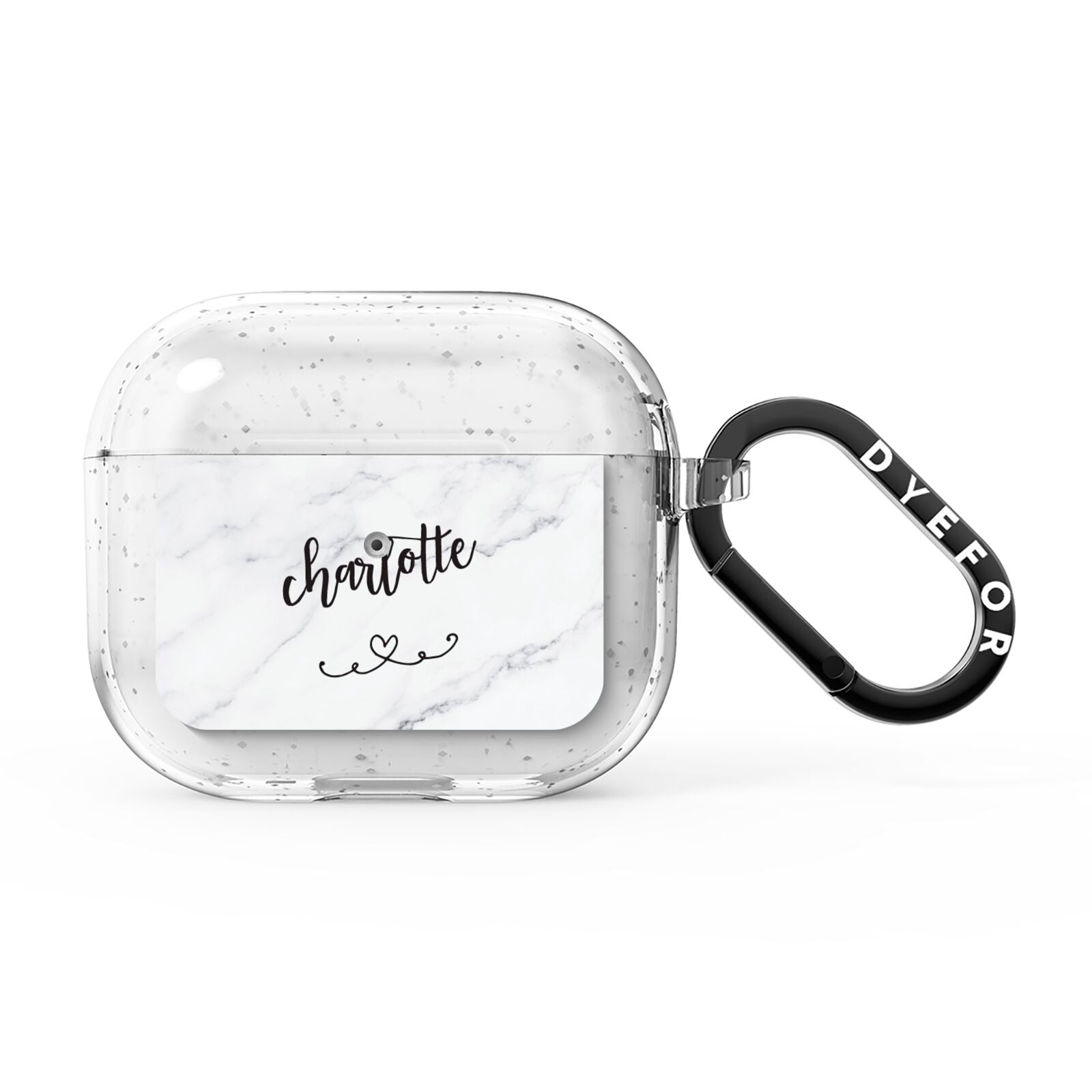 Grey Personalised Marble with Illustration Text AirPods Glitter Case 3rd Gen