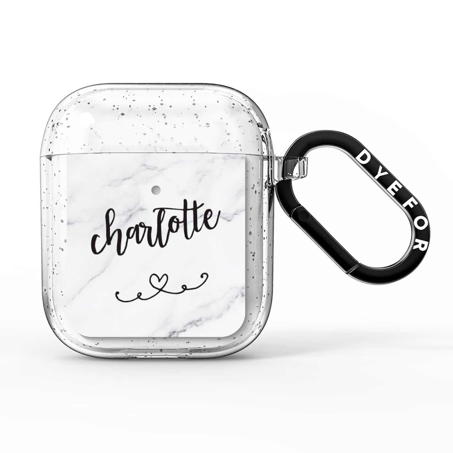 Grey Personalised Marble with Illustration Text AirPods Glitter Case