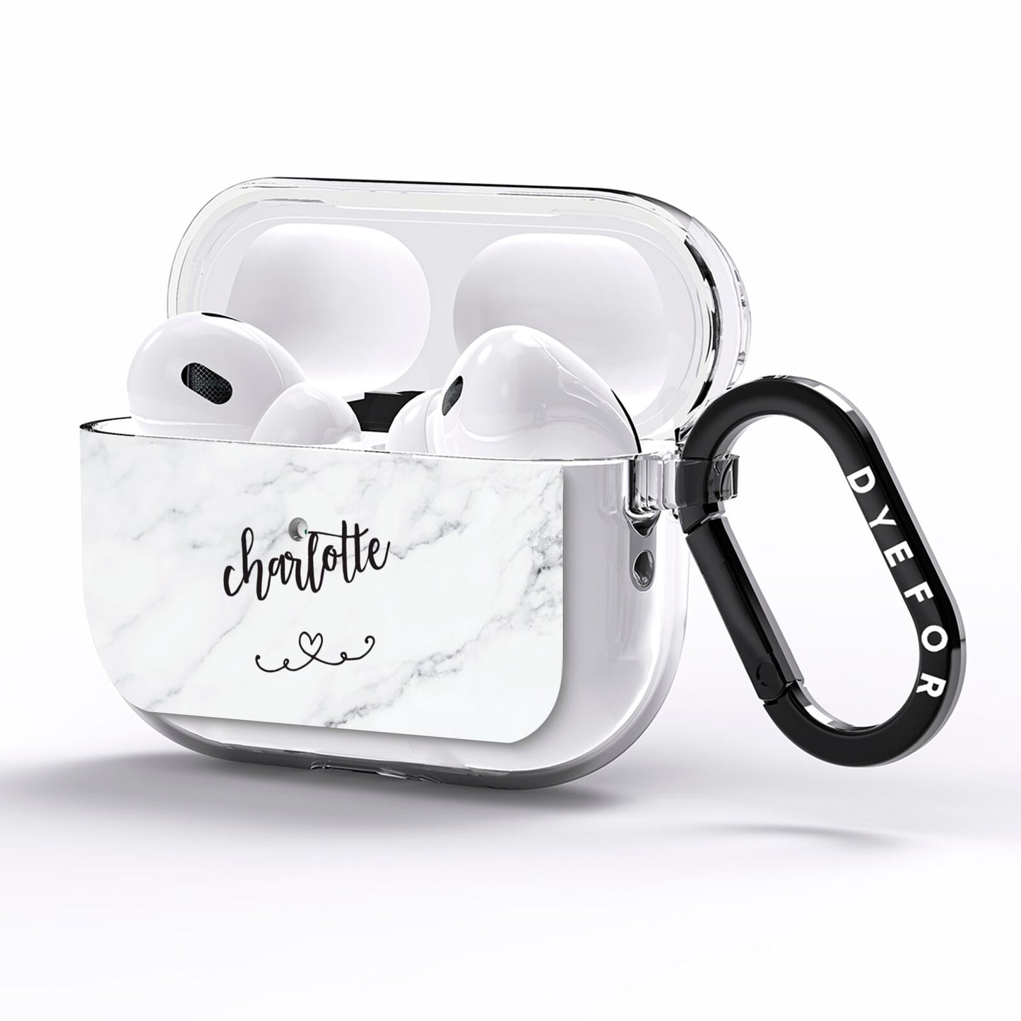 Grey Personalised Marble with Illustration Text AirPods Pro Clear Case Side Image