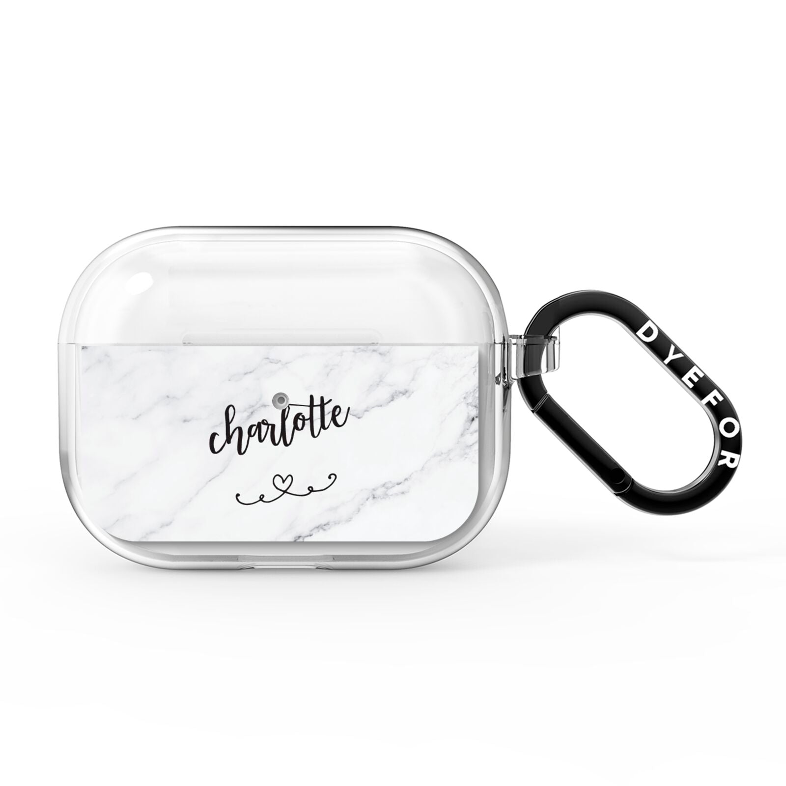 Grey Personalised Marble with Illustration Text AirPods Pro Clear Case