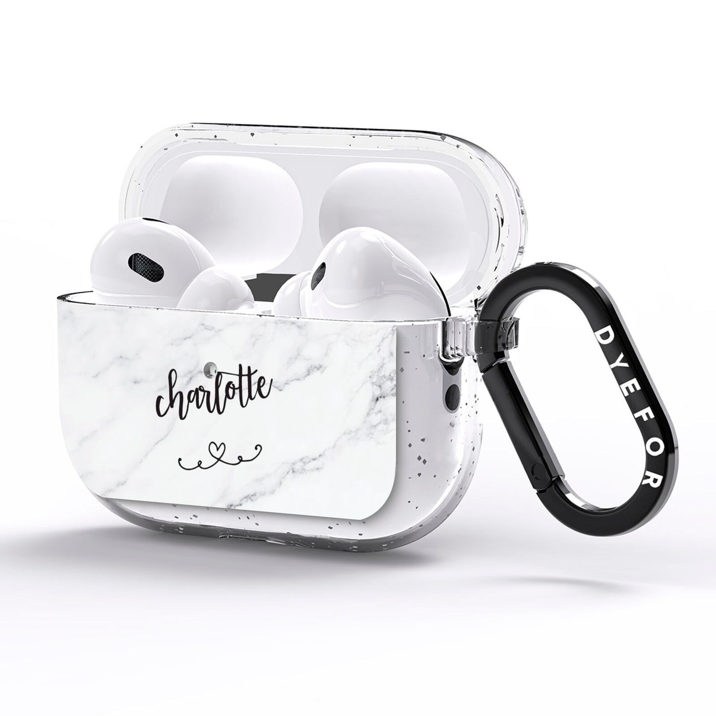 Grey Personalised Marble with Illustration Text AirPods Pro Glitter Case Side Image