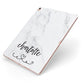 Grey Personalised Marble with Illustration Text Apple iPad Case on Rose Gold iPad Side View
