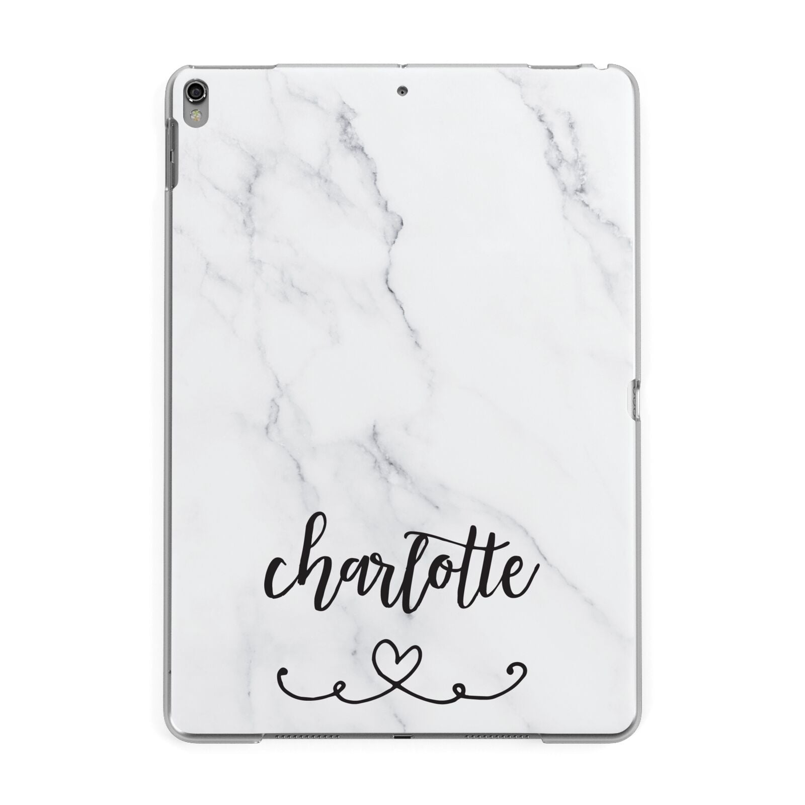 Grey Personalised Marble with Illustration Text Apple iPad Grey Case
