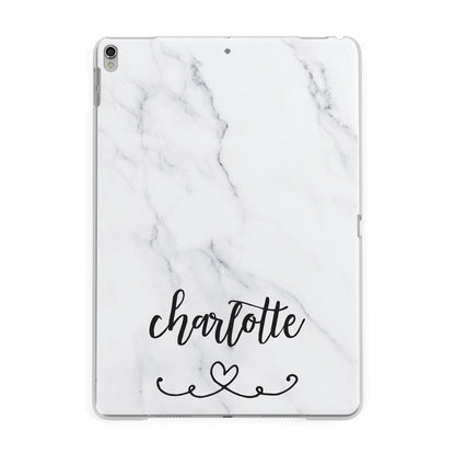 Grey Personalised Marble with Illustration Text Apple iPad Silver Case