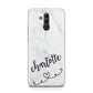 Grey Personalised Marble with Illustration Text Huawei Mate 20 Lite