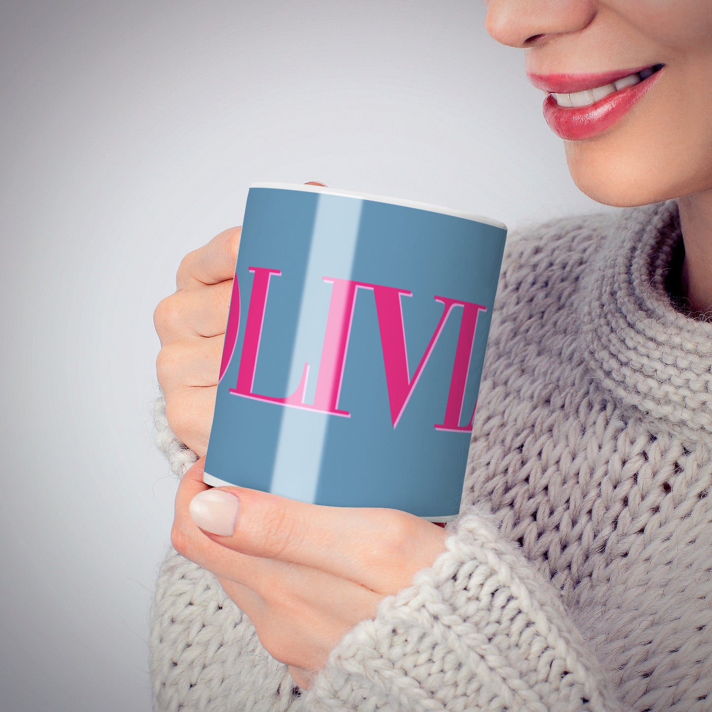 Grey Pink Personalised Name 10oz Mug Alternative Image 6