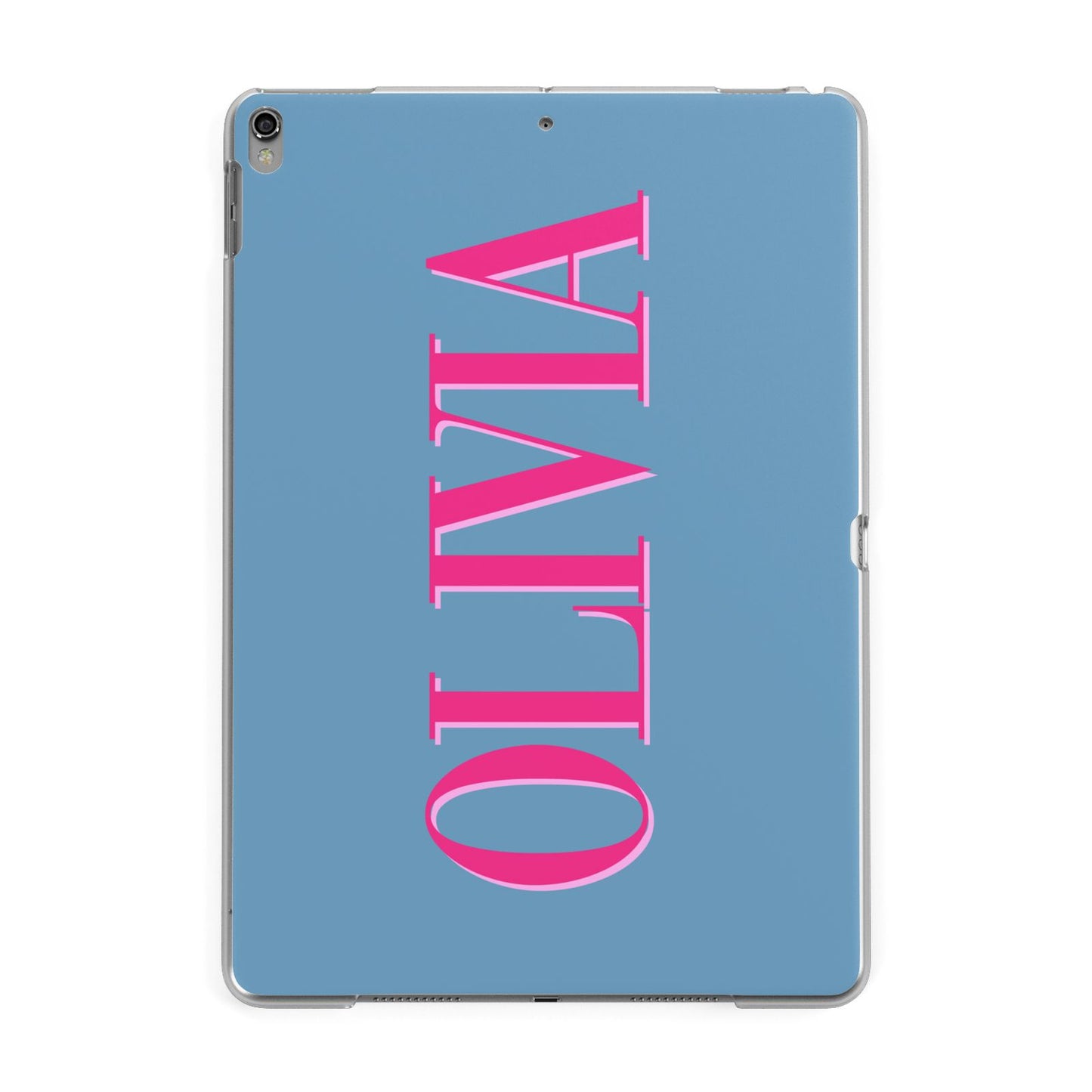 Grey Pink Personalised Name Apple iPad Grey Case