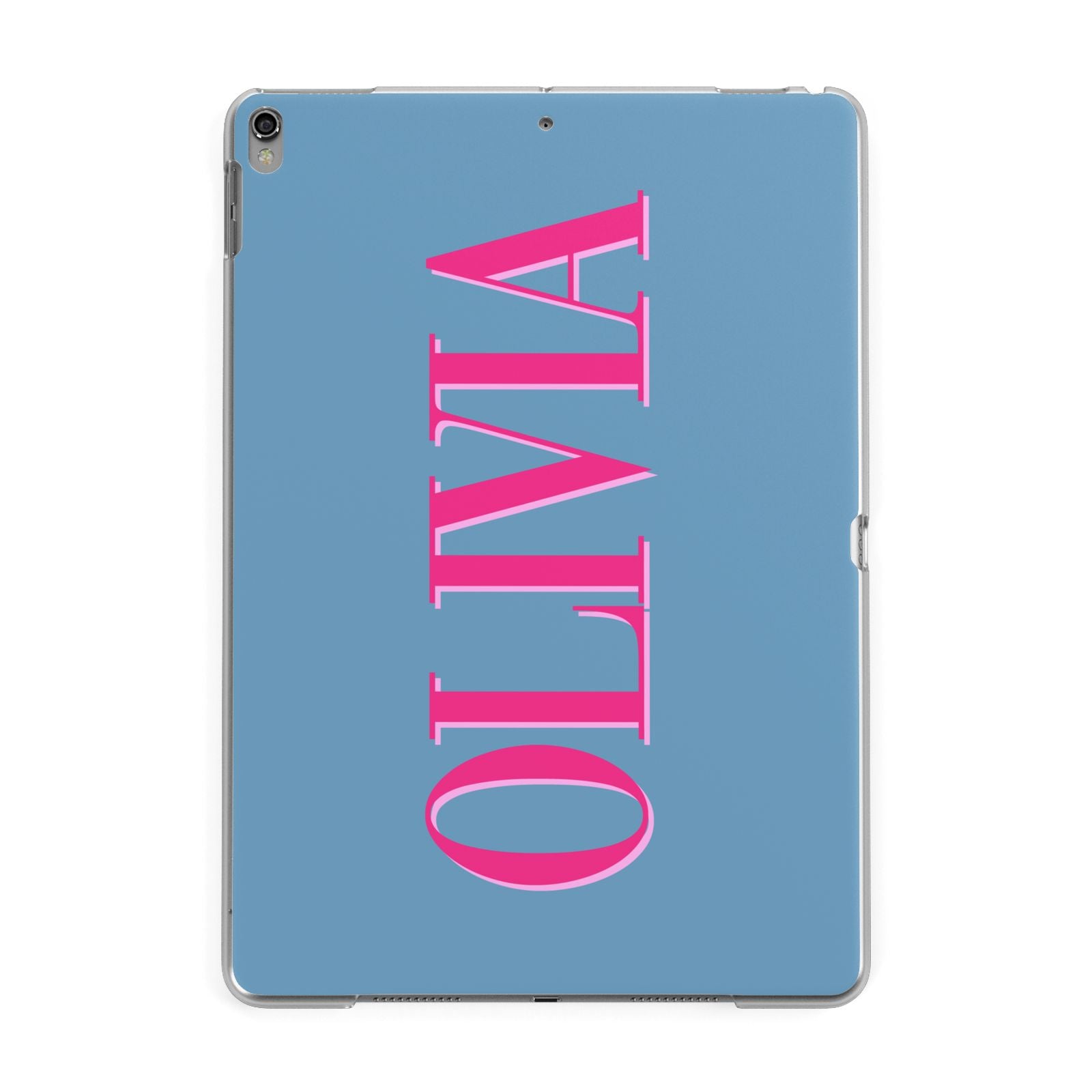 Grey Pink Personalised Name Apple iPad Grey Case