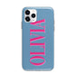 Grey Pink Personalised Name Apple iPhone 11 Pro in Silver with Bumper Case