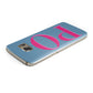 Grey Pink Personalised Name Samsung Galaxy Case Top Cutout