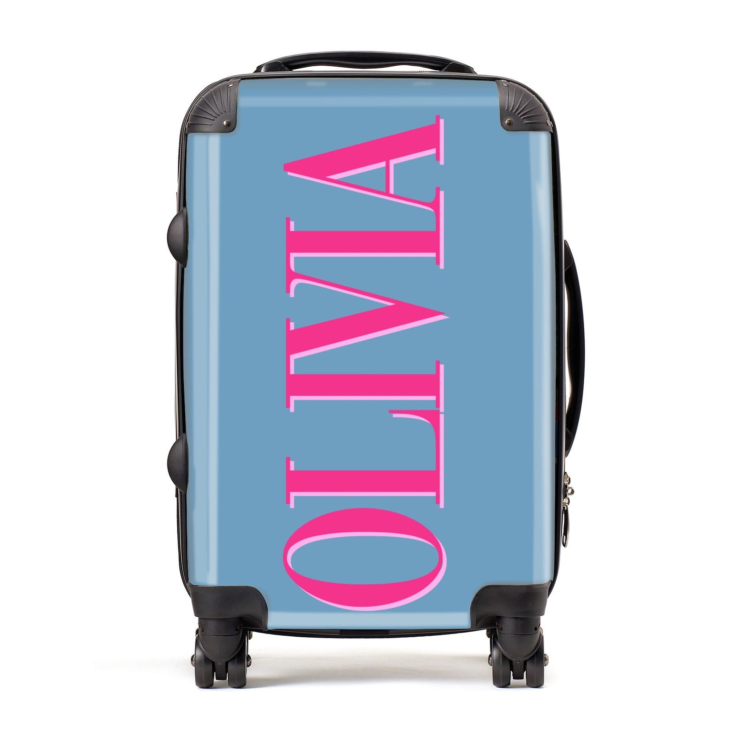 Grey Pink Personalised Name Suitcase