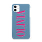 Grey Pink Personalised Name iPhone 11 3D Snap Case