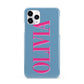 Grey Pink Personalised Name iPhone 11 Pro 3D Snap Case