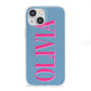 Grey Pink Personalised Name iPhone 13 Mini Clear Bumper Case