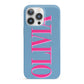 Grey Pink Personalised Name iPhone 13 Pro Full Wrap 3D Snap Case