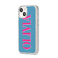 Grey Pink Personalised Name iPhone 14 Glitter Tough Case Starlight Angled Image