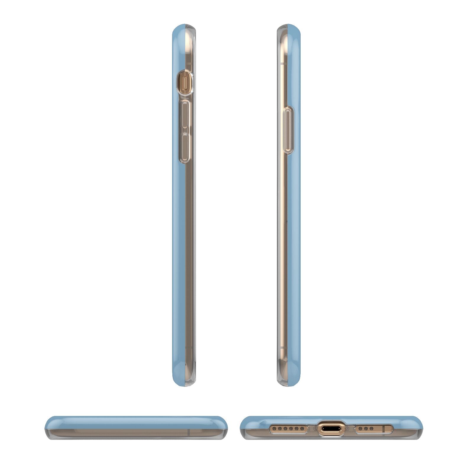 Grey Pink Personalised Name iPhone XS 3D Tough Case in Gold Angled Images