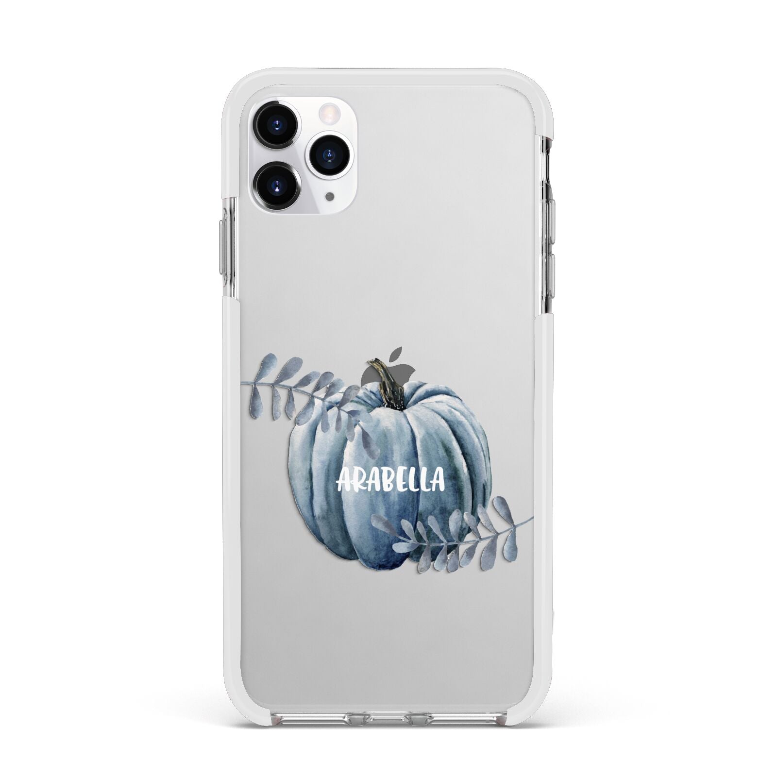 Grey Pumpkin Apple iPhone 11 Pro Max in Silver with White Impact Case