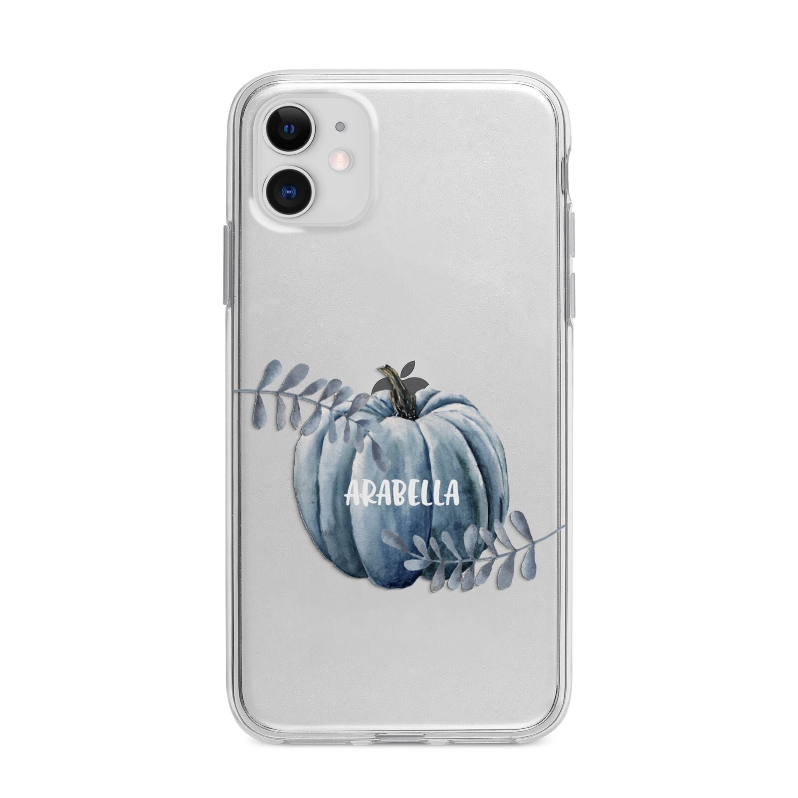 Grey Pumpkin Apple iPhone 11 in White with Bumper Case