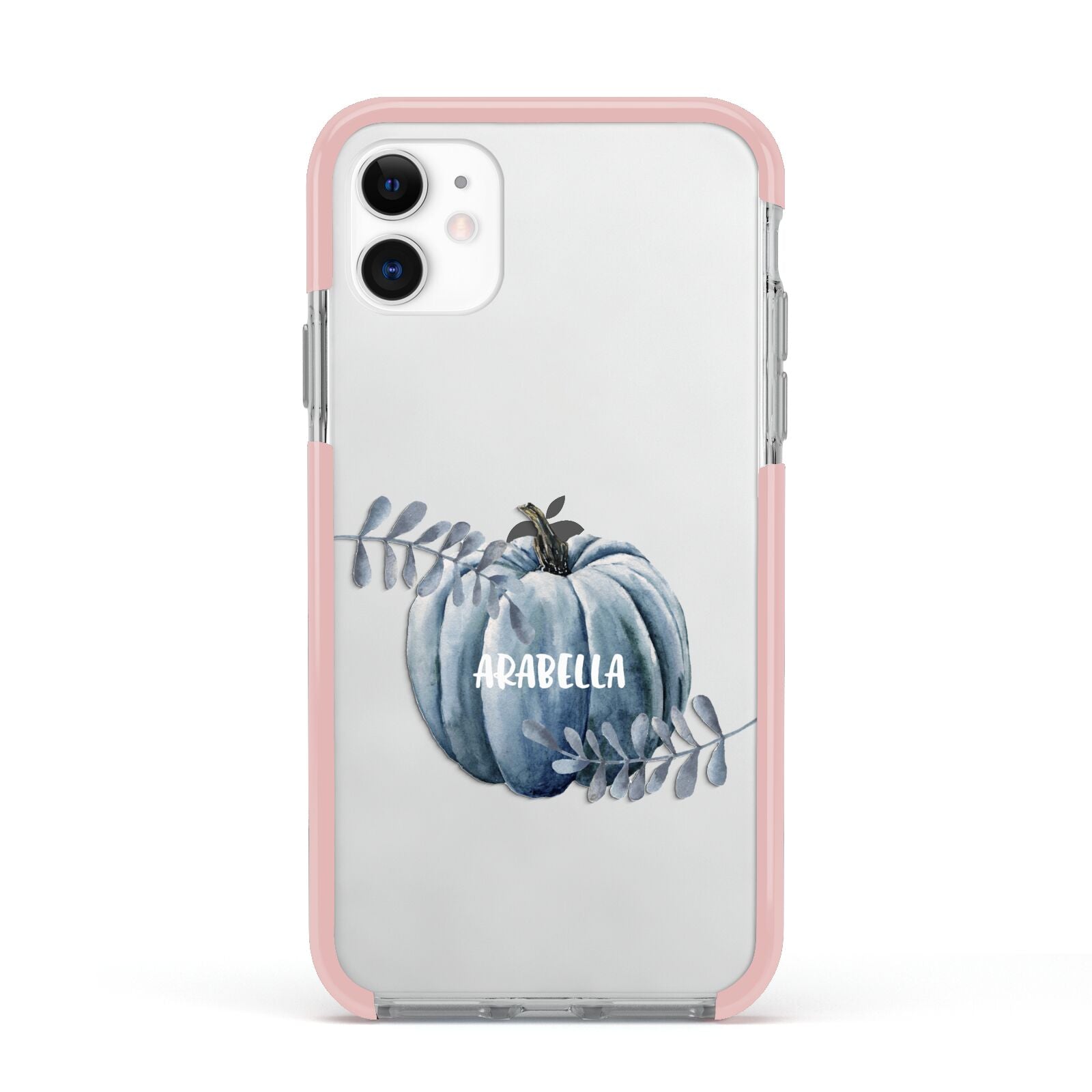 Grey Pumpkin Apple iPhone 11 in White with Pink Impact Case