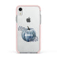 Grey Pumpkin Apple iPhone XR Impact Case Pink Edge on Silver Phone