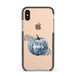 Grey Pumpkin Apple iPhone Xs Impact Case Black Edge on Gold Phone