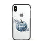 Grey Pumpkin Apple iPhone Xs Impact Case Black Edge on Silver Phone